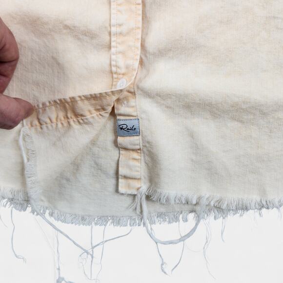 Rails Lex Shirt Women's Small Peach Acid Wash Cuffed Sleeve Linen Blend - Picture 3 of 13